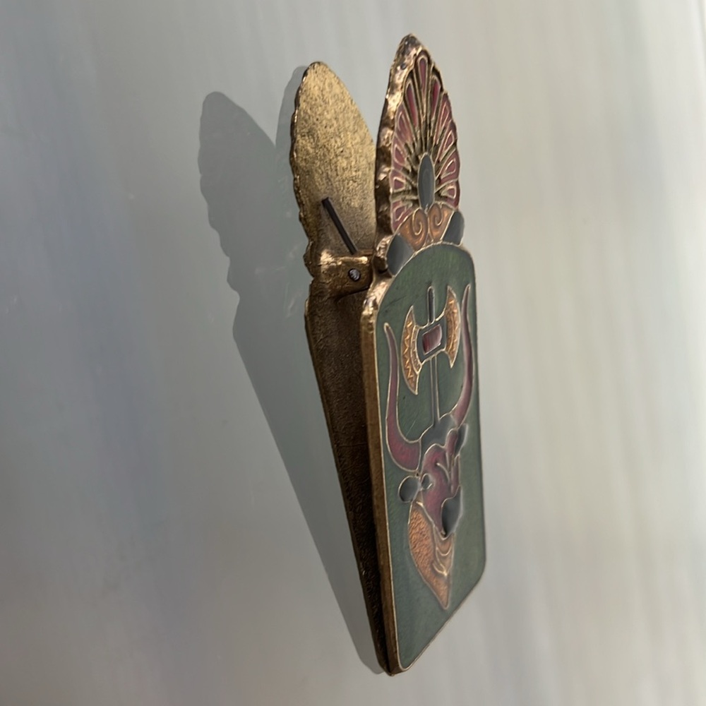 🐂🦚Peacock/Bull Vintage Brass & Enamel Cloisonné Mail Clip/Paper Clip/Desk Clip - Picture 7 of 17